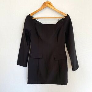 VICI Women's Medium Love Interest Off Shoulder Mini Dress Black Ponte Knit